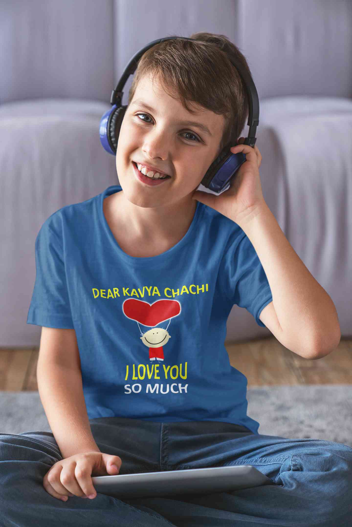 Custom Name I love My Chachi So Much Half Sleeves T-Shirt for Boy-FunkyTeesClub
