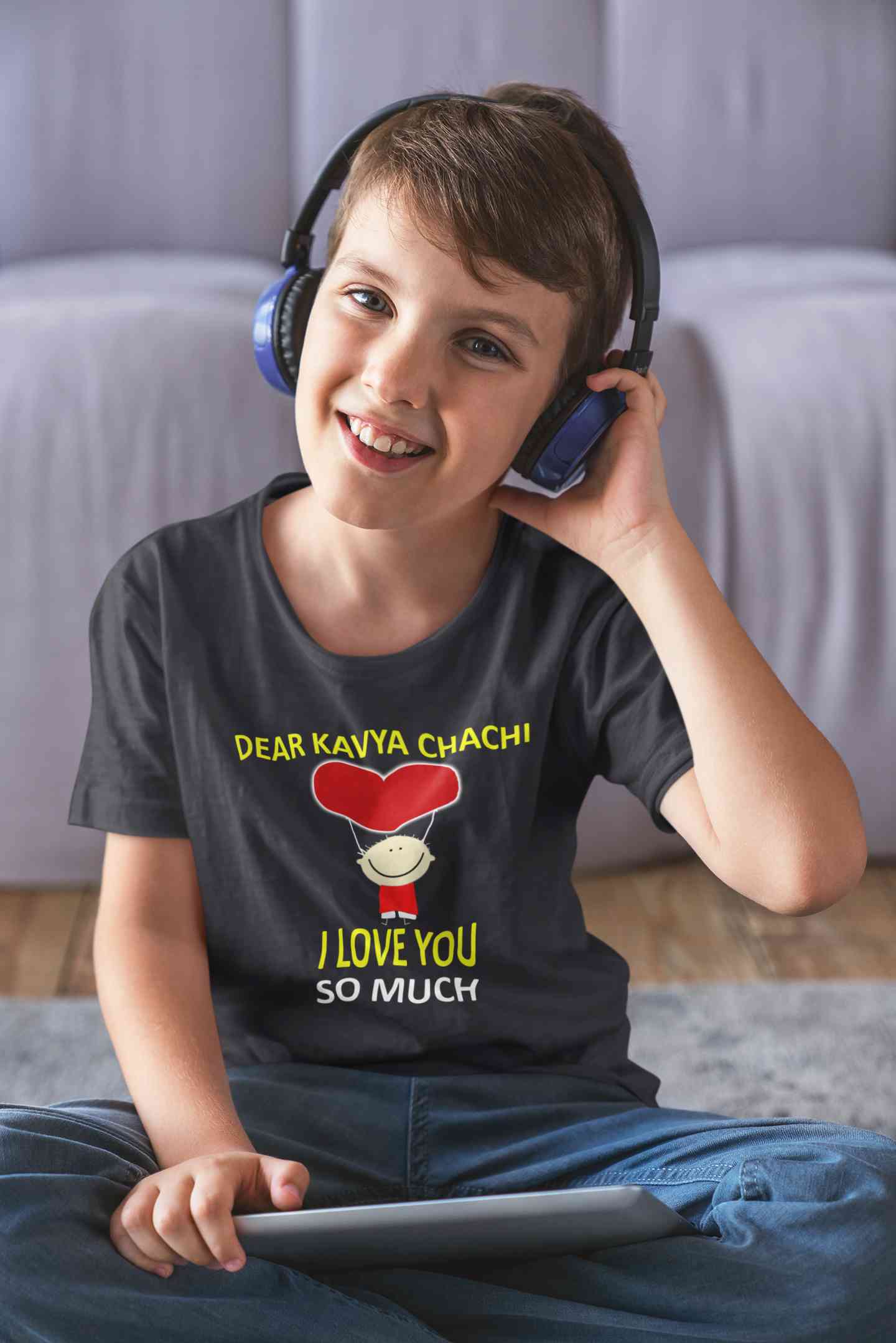 Custom Name I love My Chachi So Much Half Sleeves T-Shirt for Boy-FunkyTeesClub