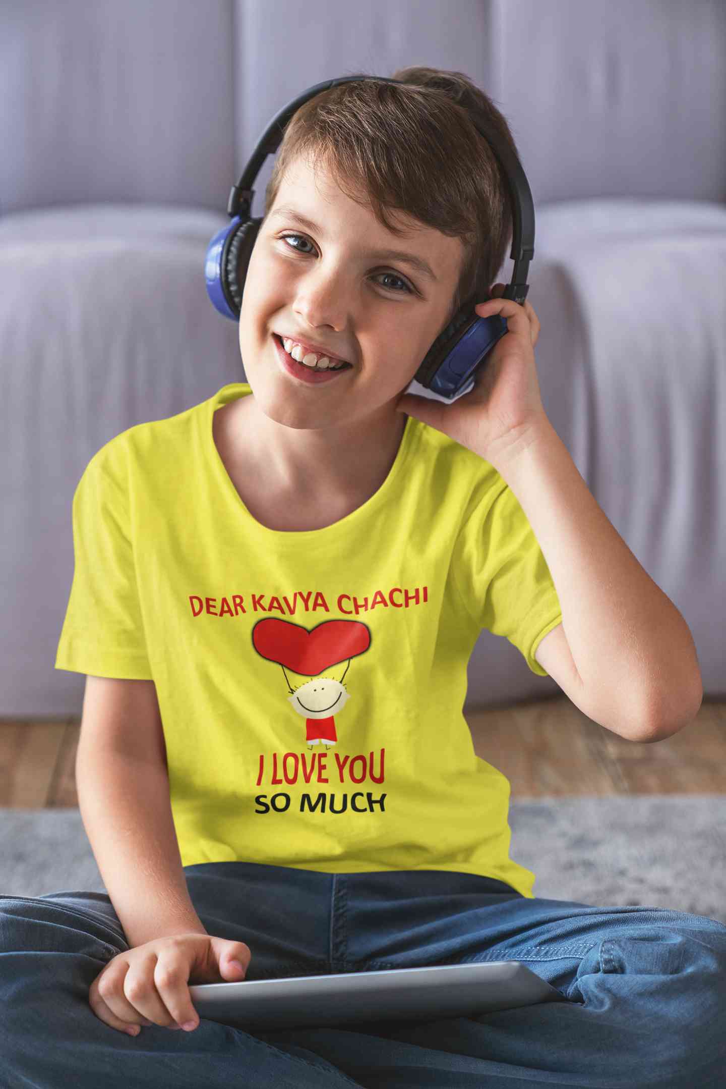 Custom Name I love My Chachi So Much Half Sleeves T-Shirt for Boy-FunkyTeesClub