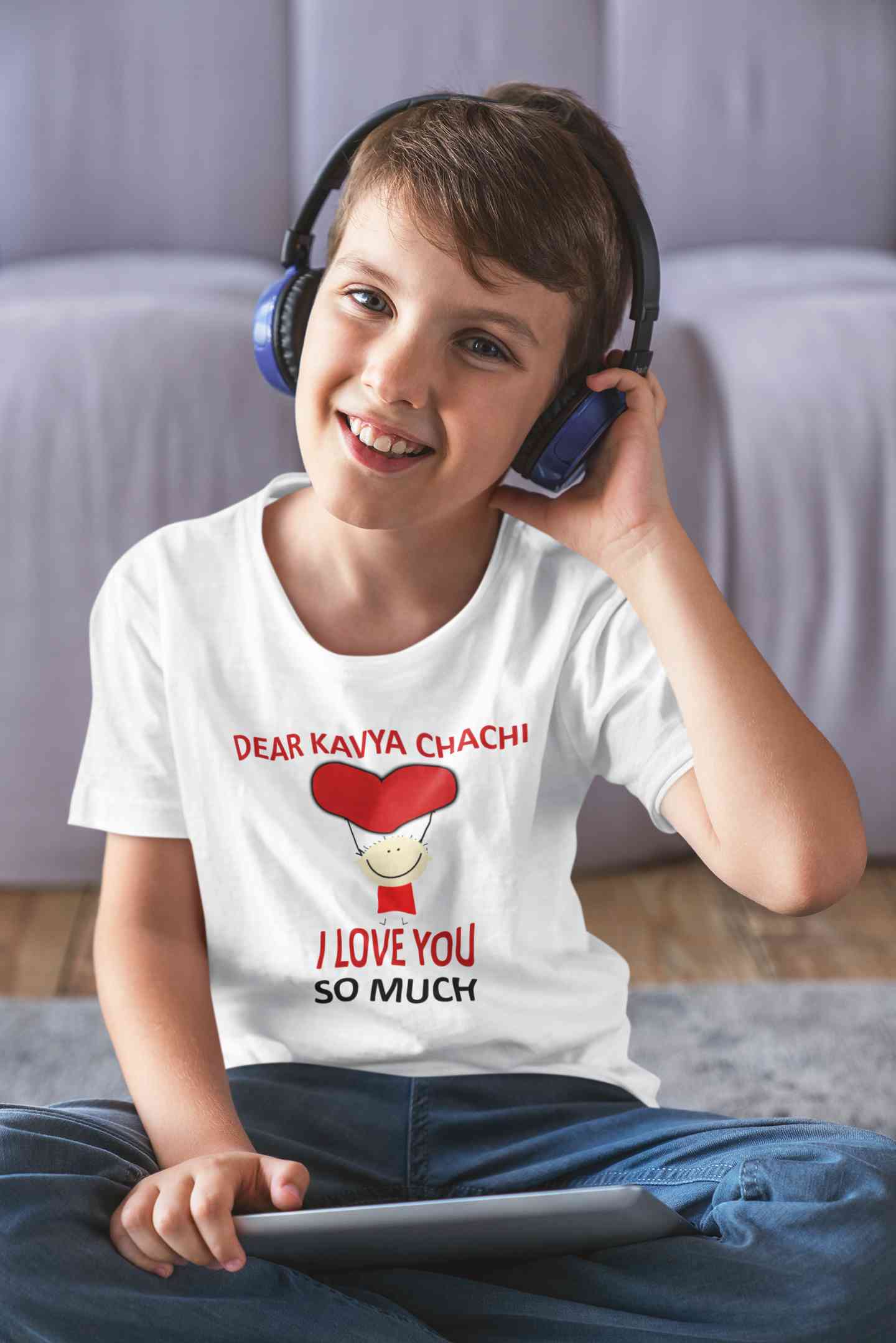 Custom Name I love My Chachi So Much Half Sleeves T-Shirt for Boy-FunkyTeesClub