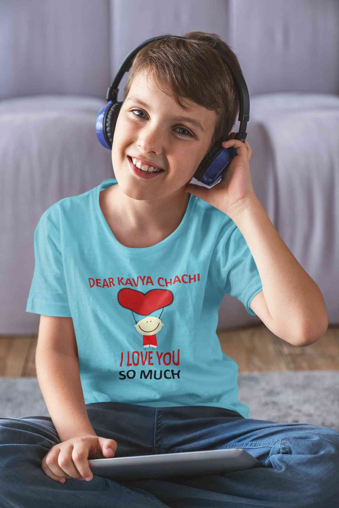 Custom Name I love My Chachi So Much Half Sleeves T-Shirt for Boy-FunkyTeesClub
