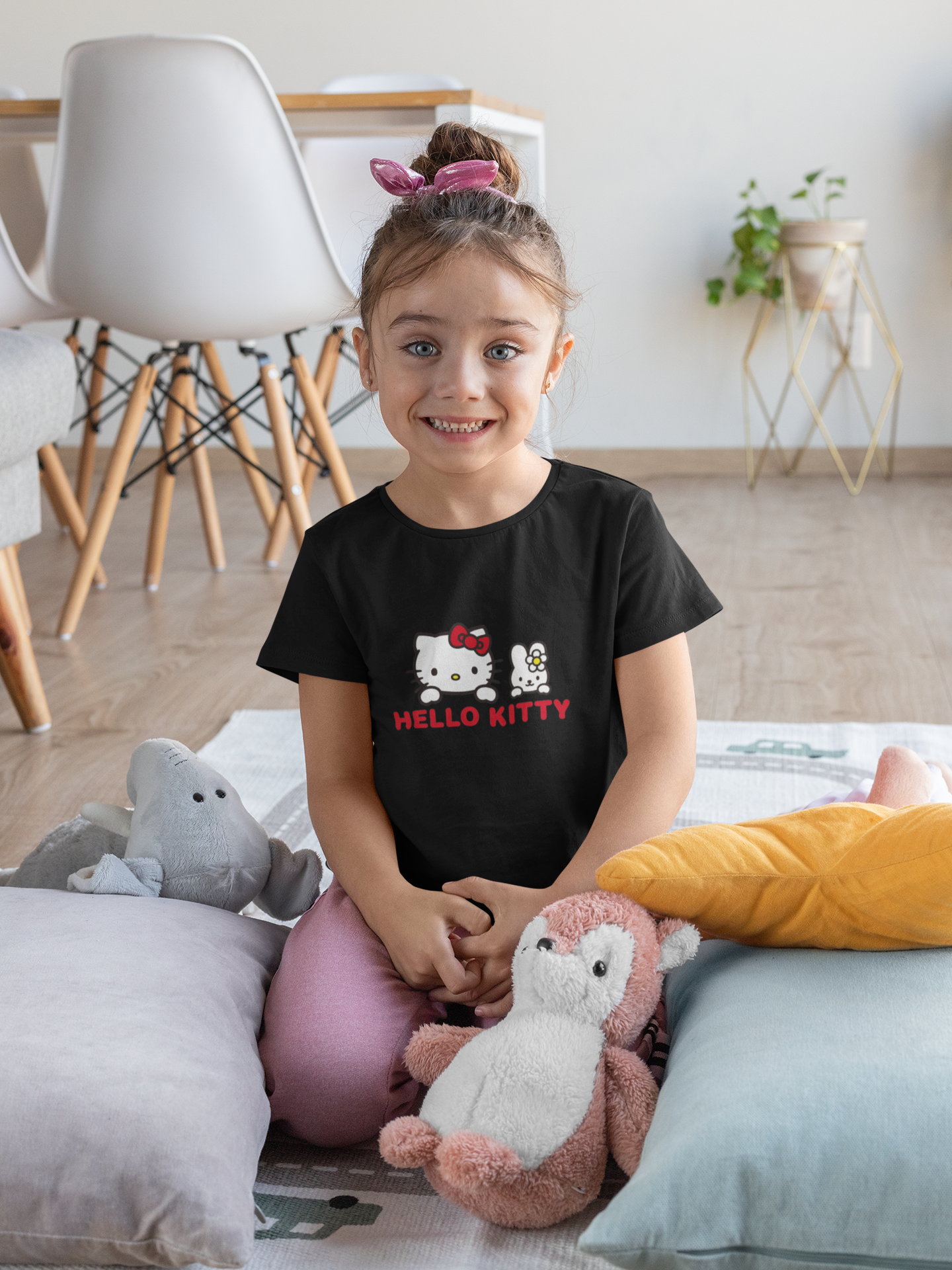 Hello Kitty Half Sleeves T-Shirt For Girls -FunkyTeesClub