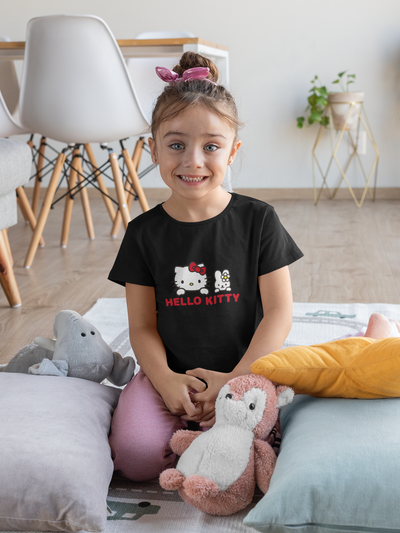 Hello Kitty Half Sleeves T-Shirt For Girls -FunkyTeesClub