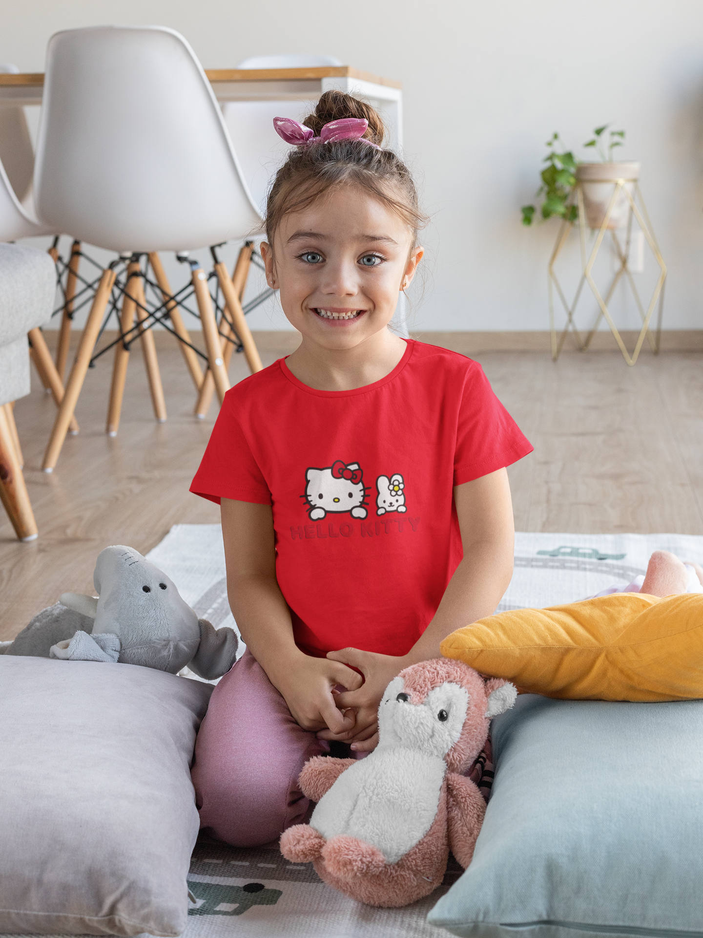 Hello Kitty Half Sleeves T-Shirt For Girls -FunkyTeesClub