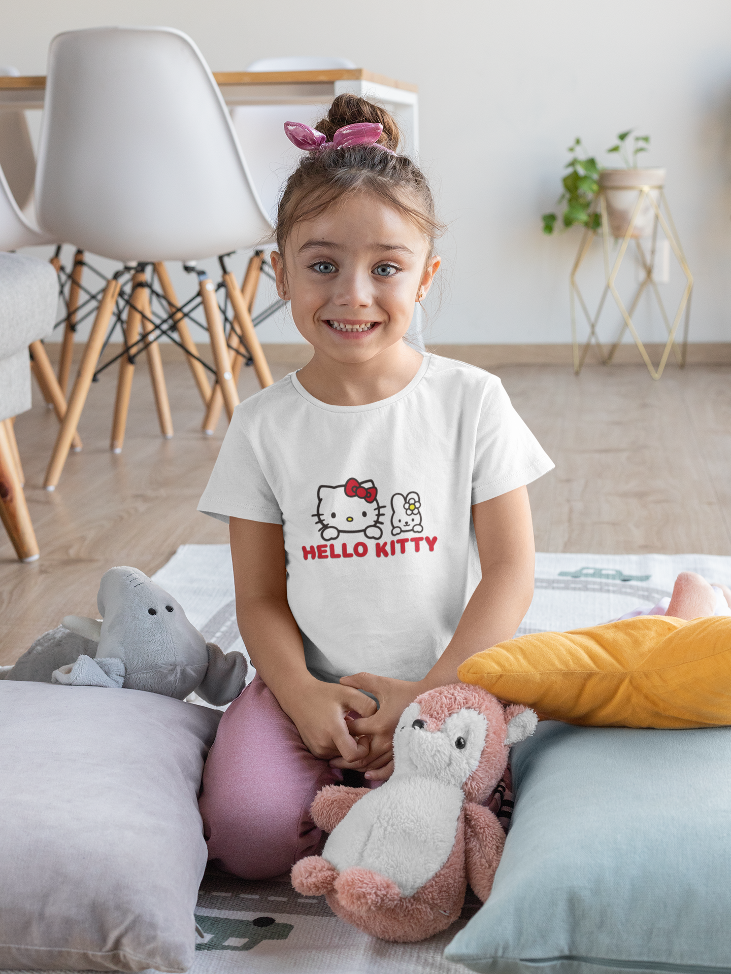Hello Kitty Half Sleeves T-Shirt For Girls -FunkyTeesClub