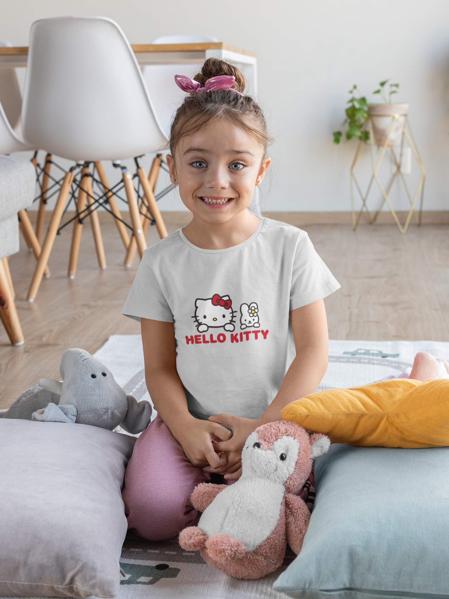 Hello Kitty Half Sleeves T-Shirt For Girls -FunkyTeesClub