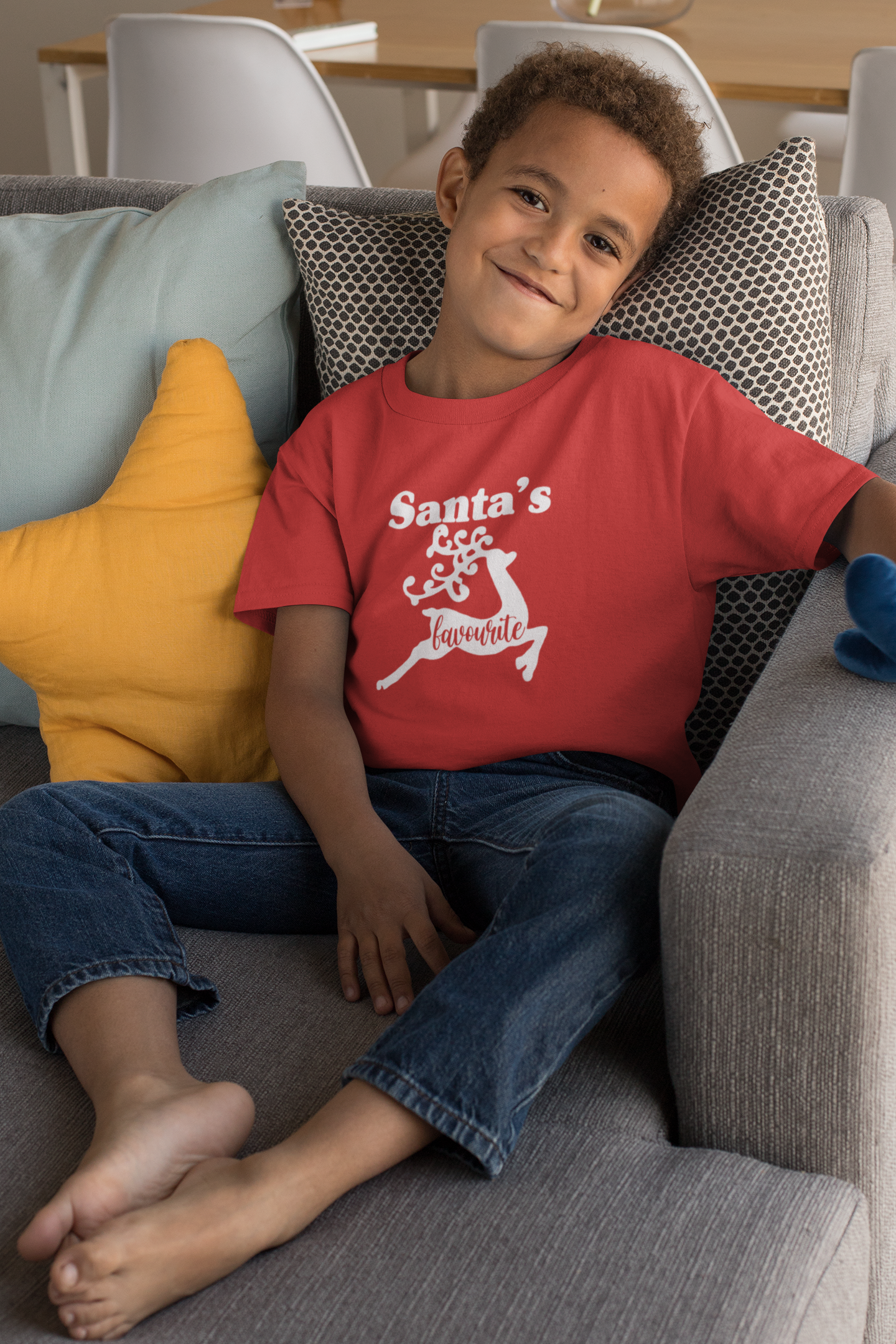Santas Favorite Christmas Half Sleeves T-Shirt for Boy-FunkyTeesClub