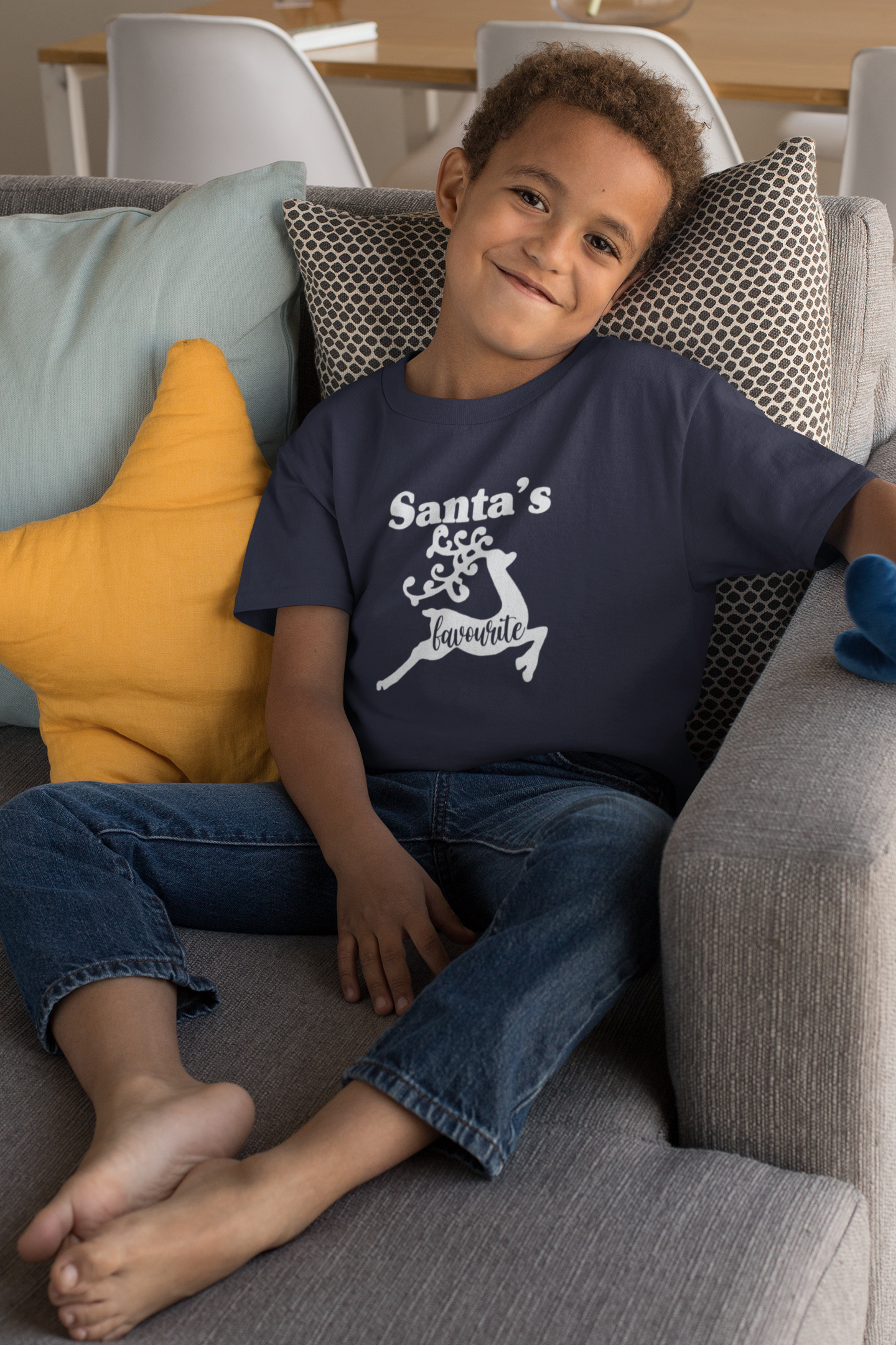 Santas Favorite Christmas Half Sleeves T-Shirt for Boy-FunkyTeesClub