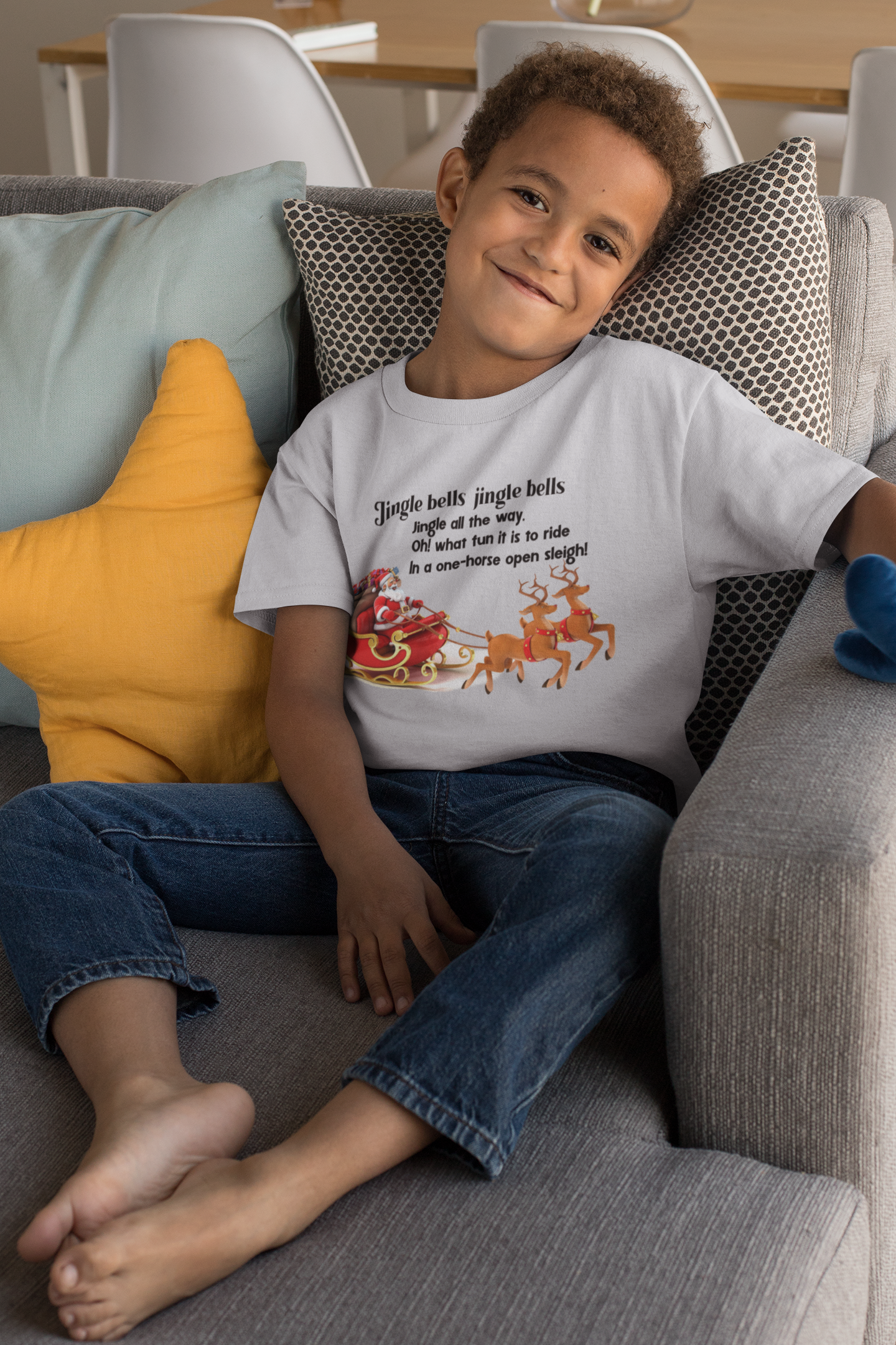 Jingle Bells Poem Half Sleeves T-Shirt for Boy-FunkyTeesClub