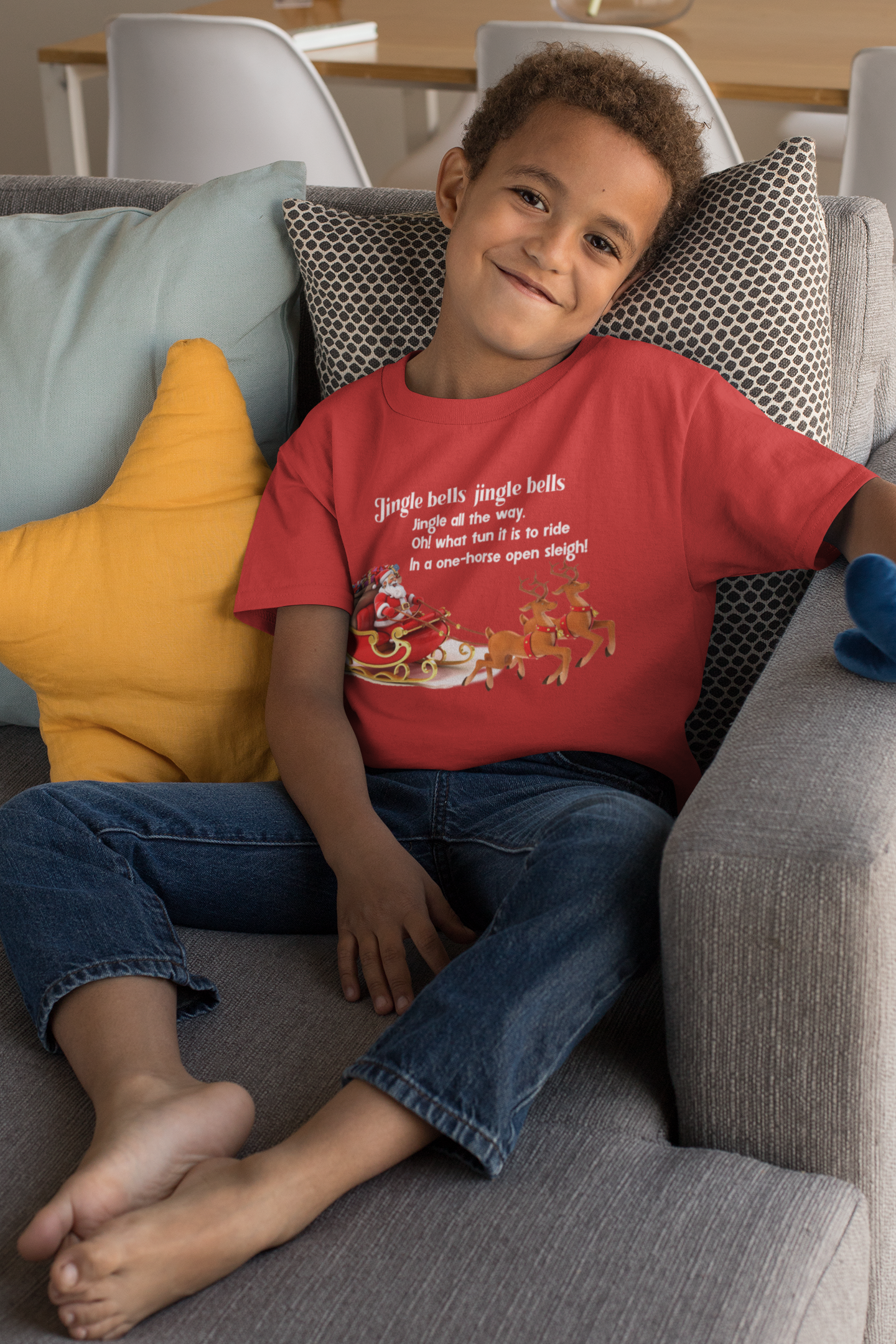 Jingle Bells Poem Half Sleeves T-Shirt for Boy-FunkyTeesClub