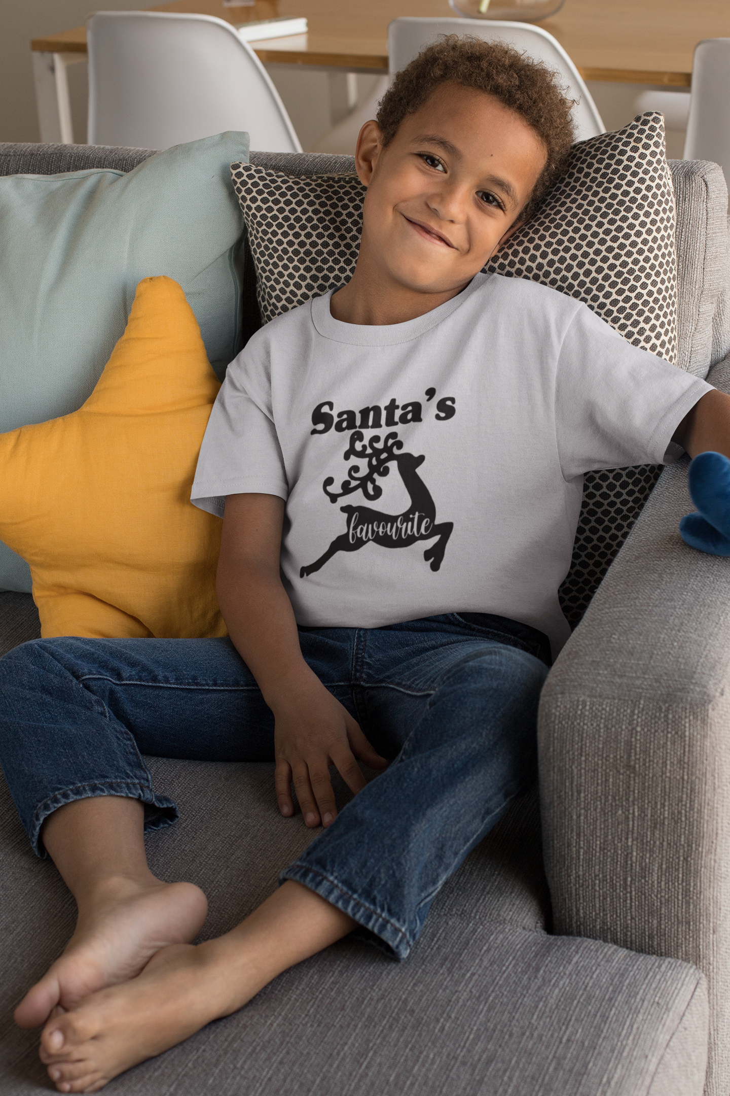 Santas Favorite Christmas Half Sleeves T-Shirt for Boy-FunkyTeesClub