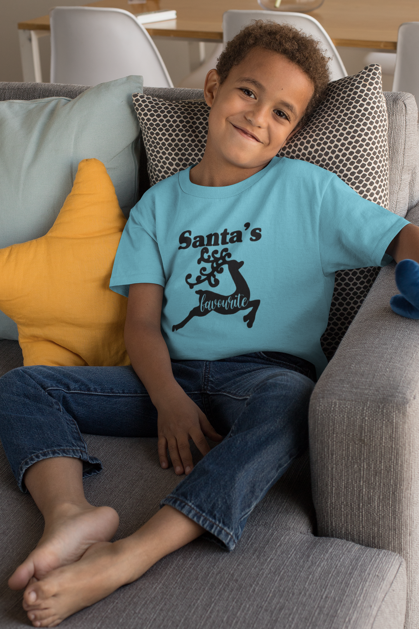 Santas Favorite Christmas Half Sleeves T-Shirt for Boy-FunkyTeesClub