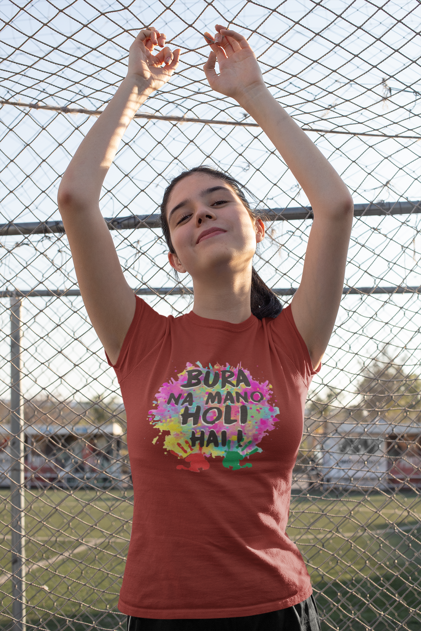 Bura Na Mano Holi Hai Half Sleeves T-Shirt For Girls -FunkyTeesClub