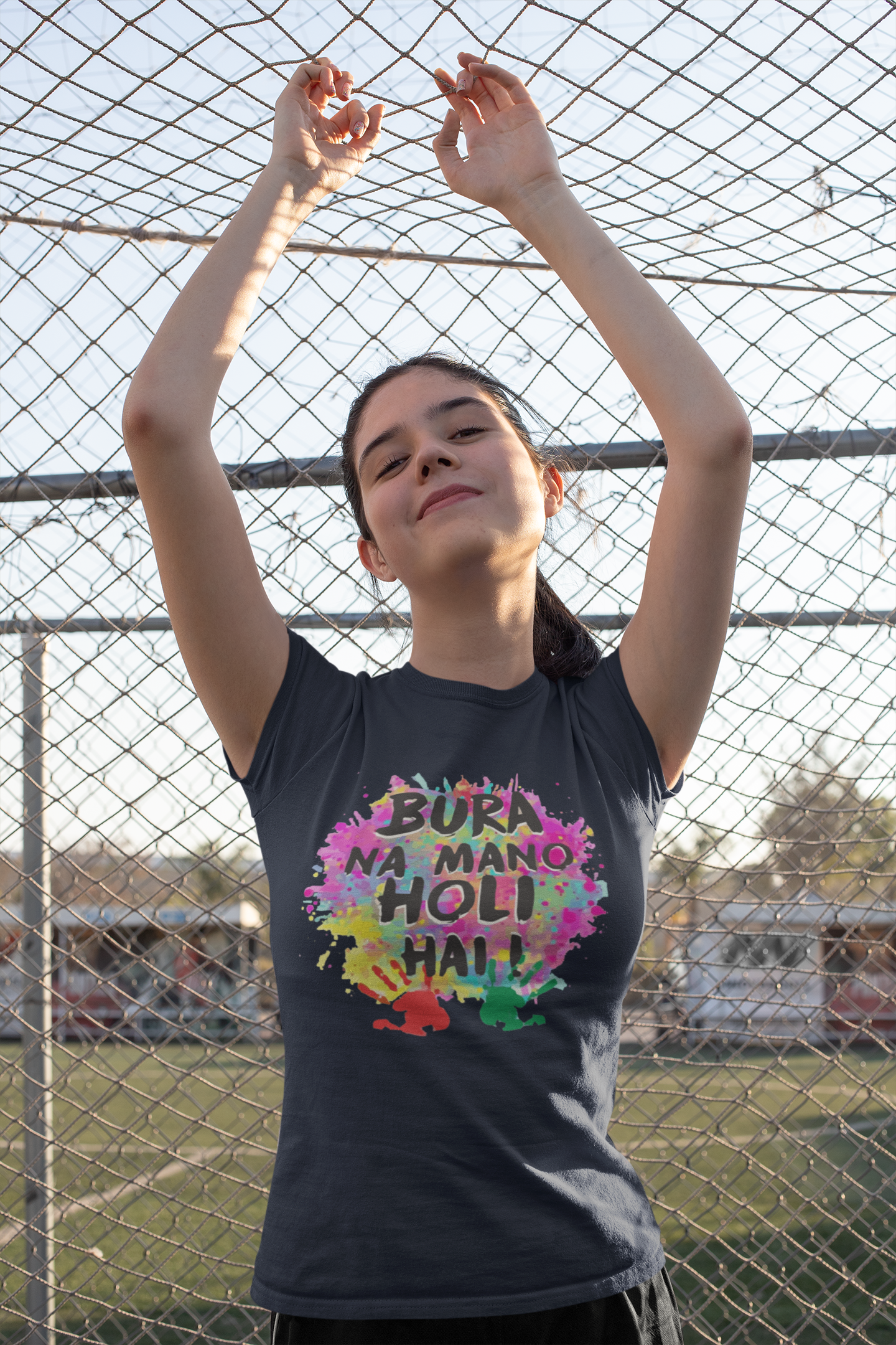 Bura Na Mano Holi Hai Half Sleeves T-Shirt For Girls -FunkyTeesClub