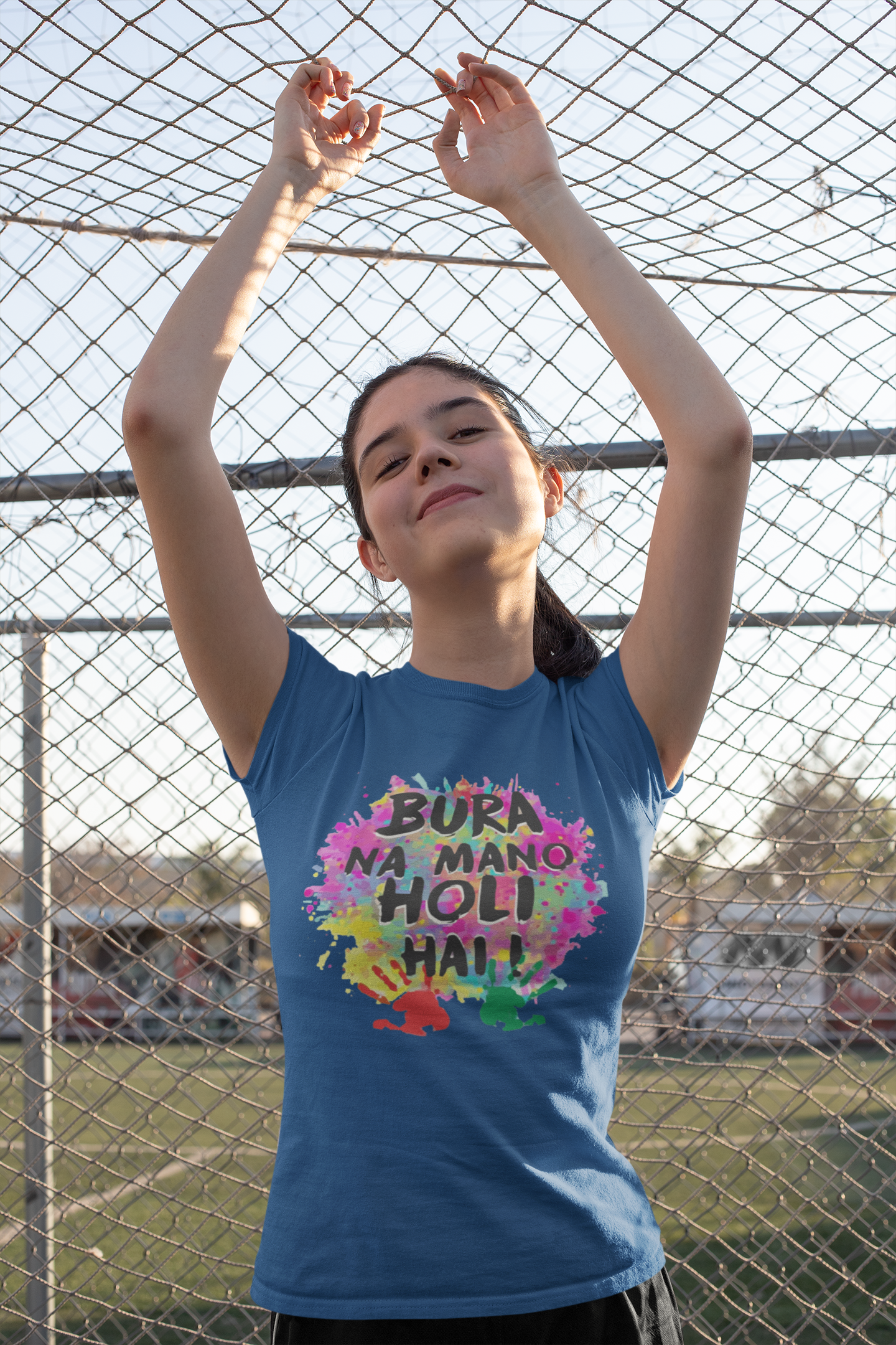 Bura Na Mano Holi Hai Half Sleeves T-Shirt For Girls -FunkyTeesClub
