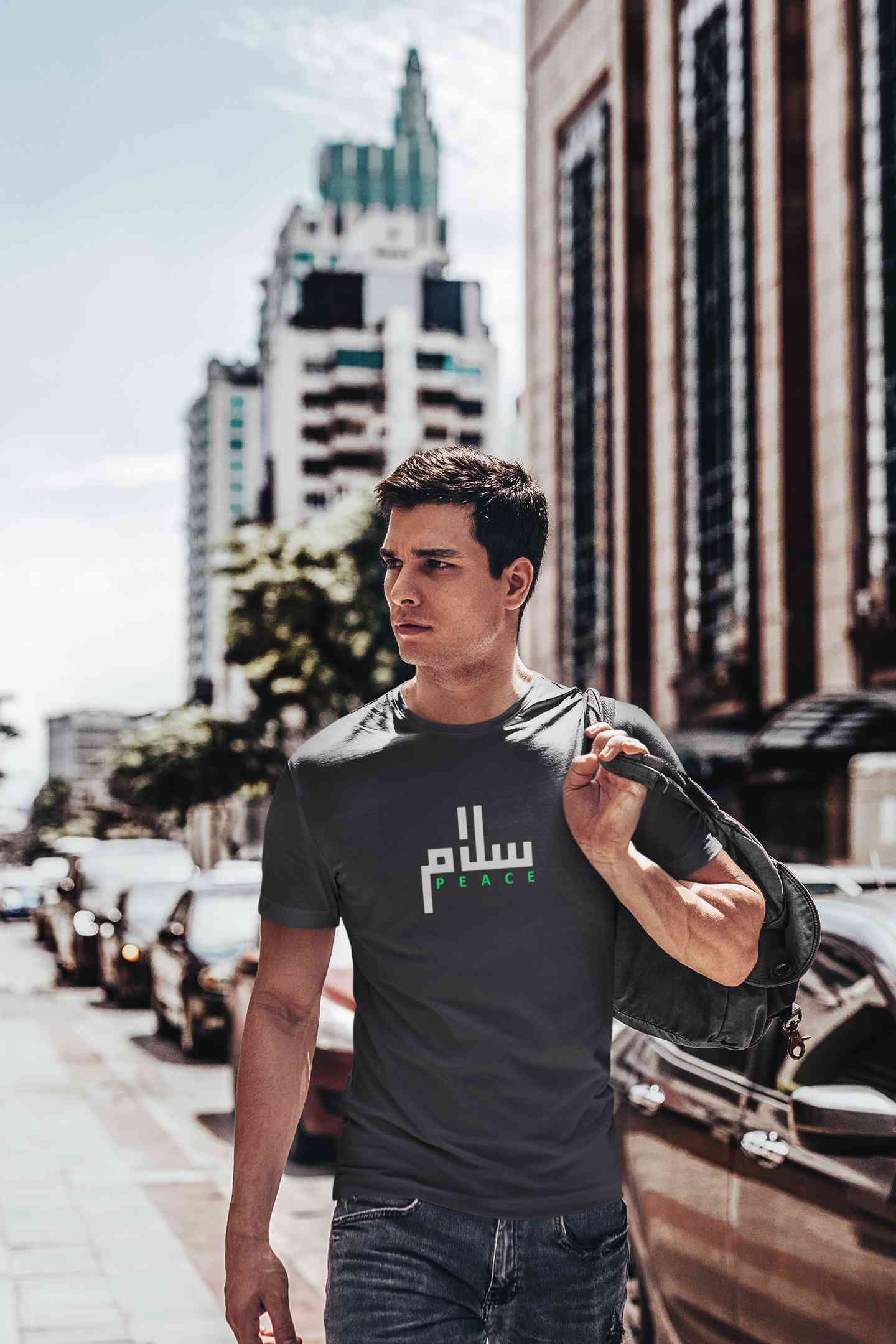 Salam Peace Arabic Word Mens Half Sleeves T-shirt- FunkyTeesClub