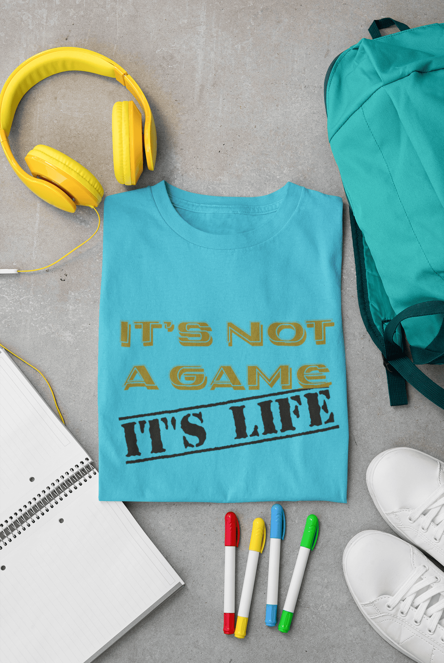 Men's It's Not a Game printed half sleeve cotton T-shirt in Sky blue color