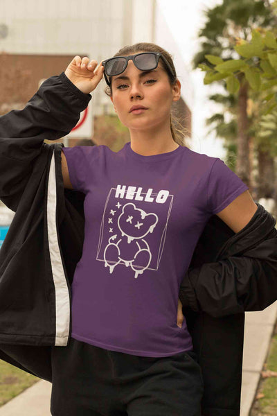 Hello Graphic Women Half Sleeves T-shirt- FunkyTeesClub