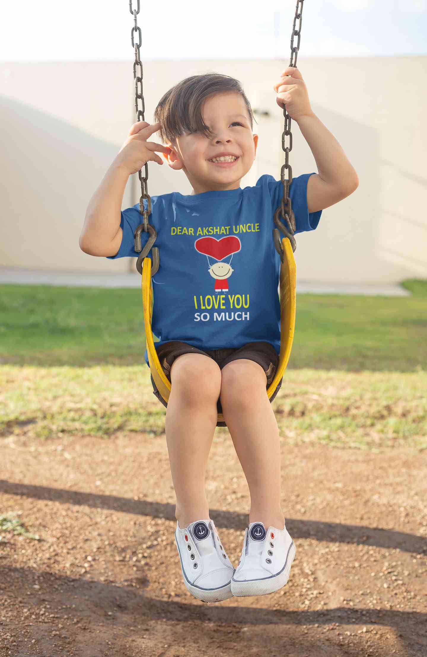 Custom Name I love My Uncle So Much Half Sleeves T-Shirt for Boy-FunkyTeesClub