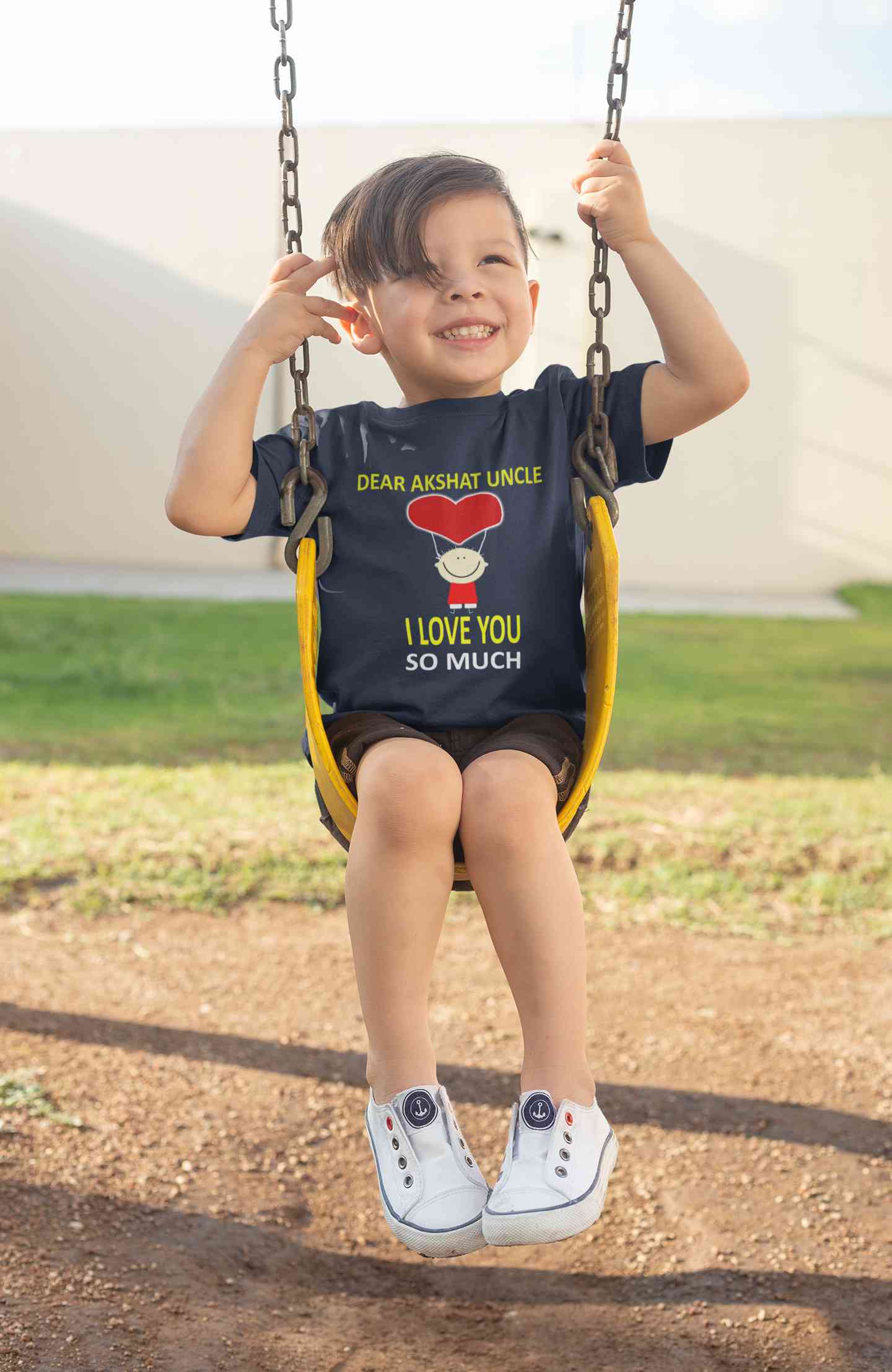 Custom Name I love My Uncle So Much Half Sleeves T-Shirt for Boy-FunkyTeesClub