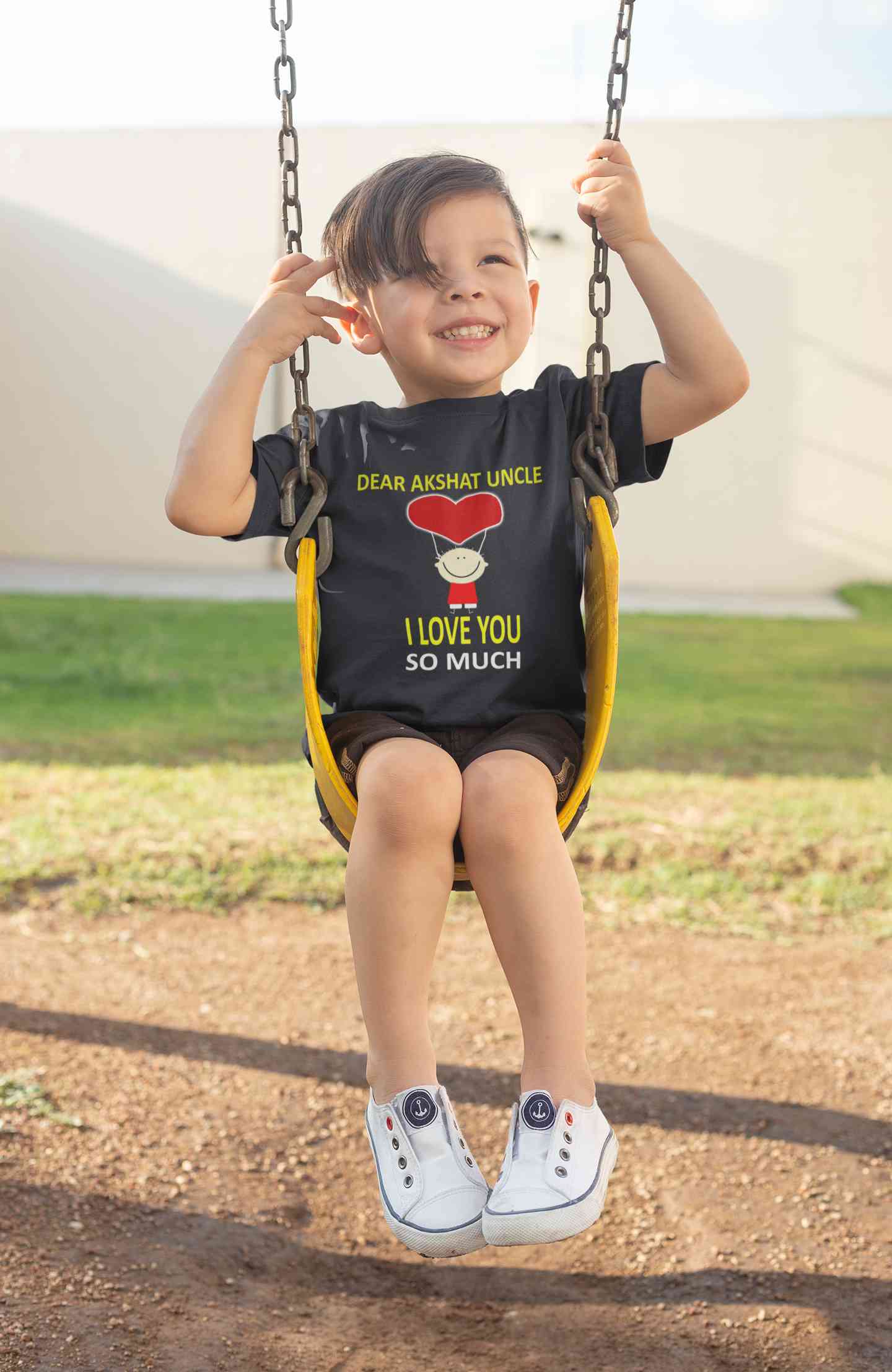 Custom Name I love My Uncle So Much Half Sleeves T-Shirt for Boy-FunkyTeesClub