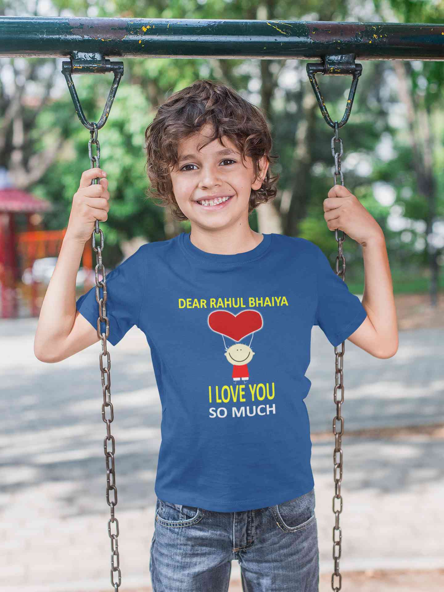 Custom Name I love My Bhaiya So Much Half Sleeves T-Shirt for Boy-FunkyTeesClub