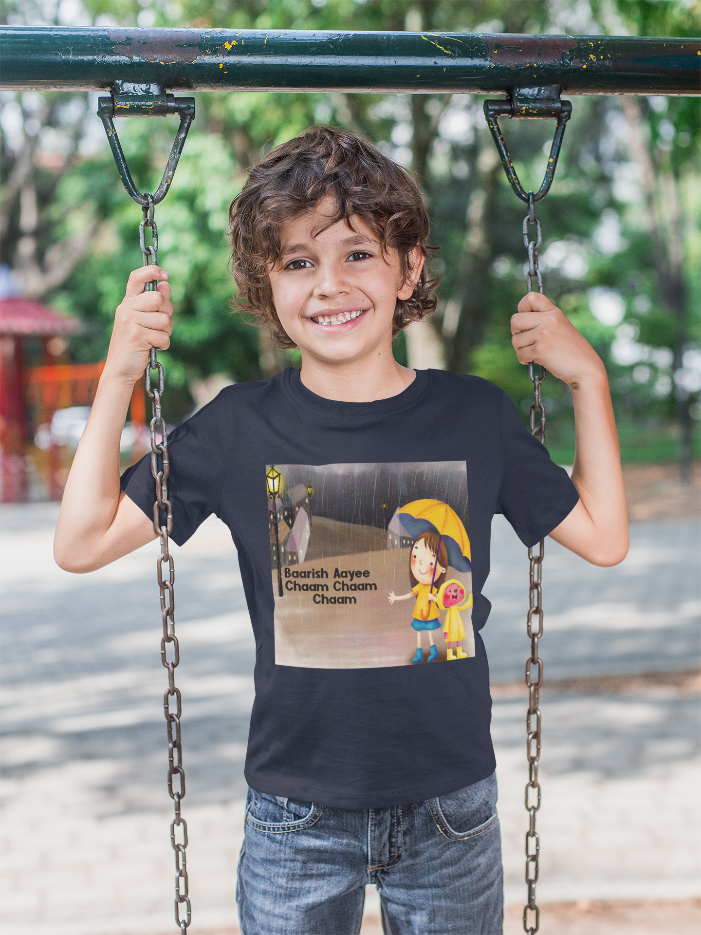 Barish Aayi Cham Cham Poem Half Sleeves T-Shirt for Boy-FunkyTeesClub