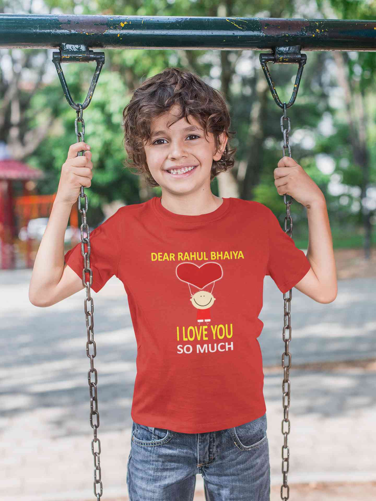 Custom Name I love My Bhaiya So Much Half Sleeves T-Shirt for Boy-FunkyTeesClub