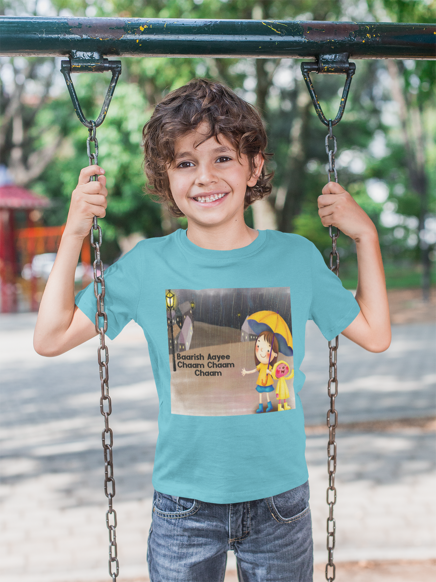 Barish Aayi Cham Cham Poem Half Sleeves T-Shirt for Boy-FunkyTeesClub