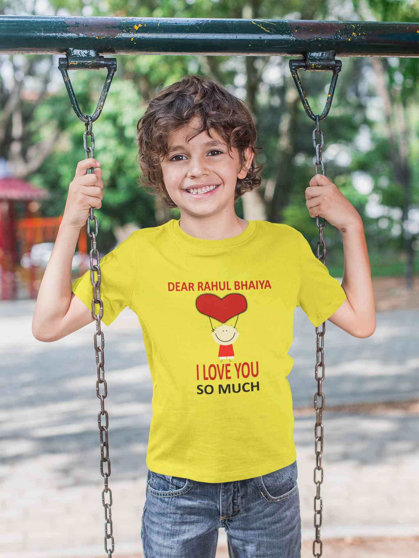 Custom Name I love My Bhaiya So Much Half Sleeves T-Shirt for Boy-FunkyTeesClub