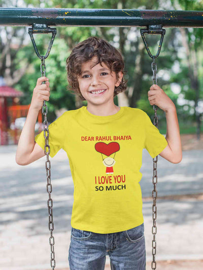 Custom Name I love My Bhaiya So Much Half Sleeves T-Shirt for Boy-FunkyTeesClub