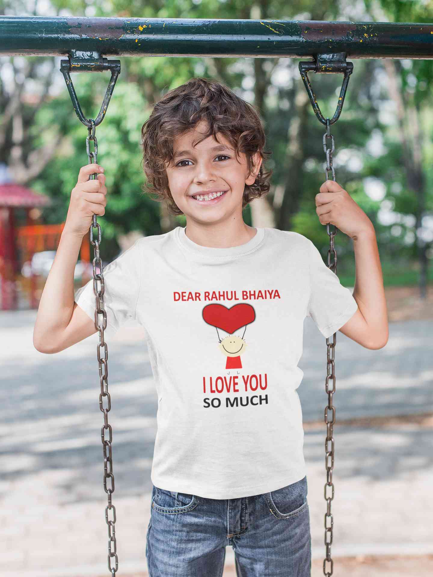 Custom Name I love My Bhaiya So Much Half Sleeves T-Shirt for Boy-FunkyTeesClub