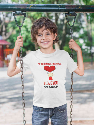 Custom Name I love My Bhaiya So Much Half Sleeves T-Shirt for Boy-FunkyTeesClub