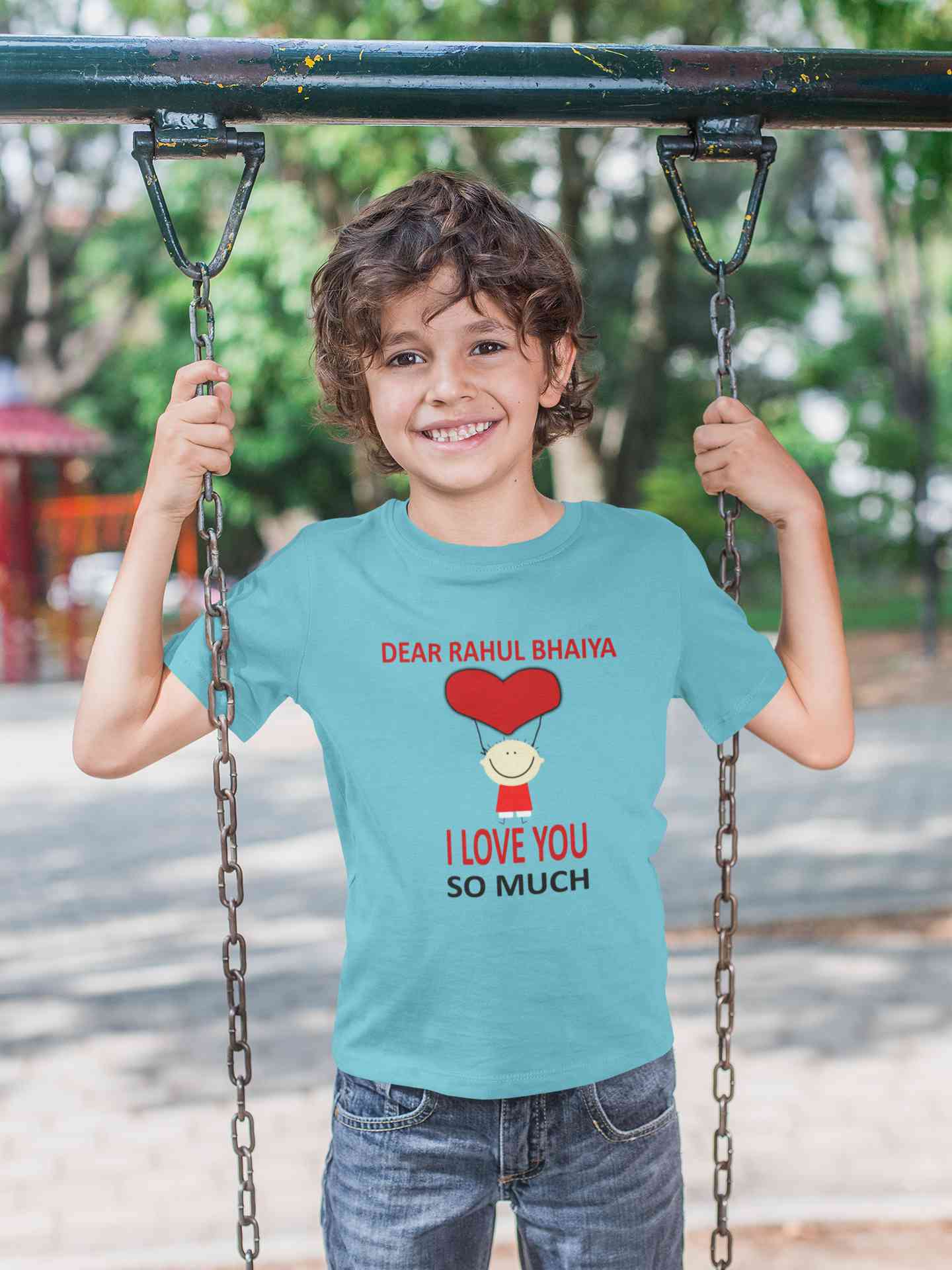 Custom Name I love My Bhaiya So Much Half Sleeves T-Shirt for Boy-FunkyTeesClub