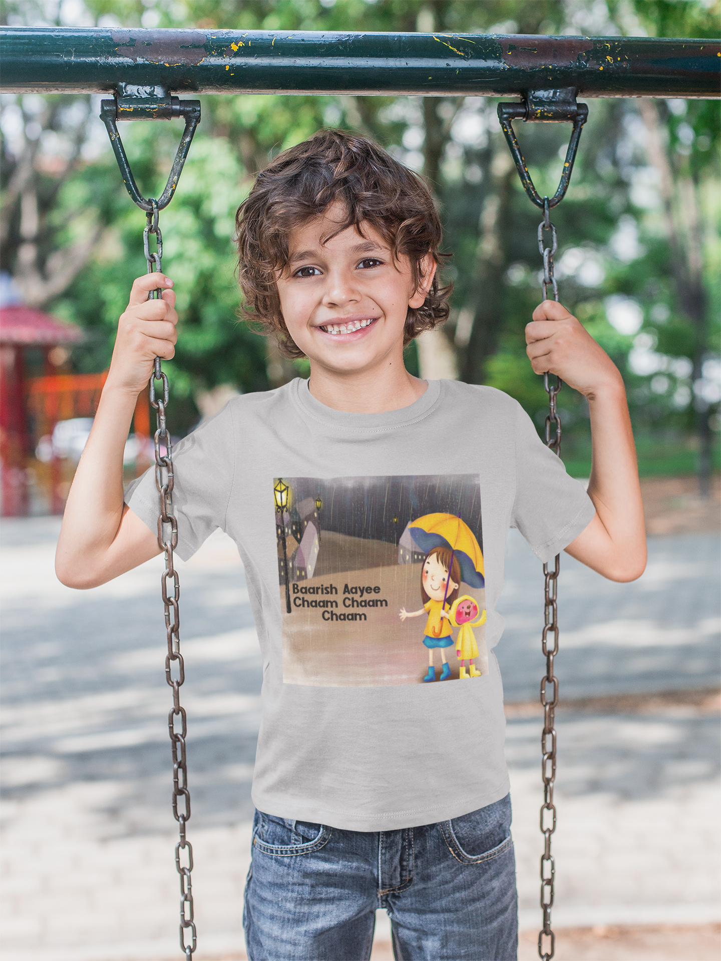 Barish Aayi Cham Cham Poem Half Sleeves T-Shirt for Boy-FunkyTeesClub