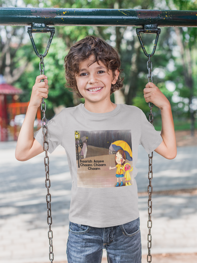 Barish Aayi Cham Cham Poem Half Sleeves T-Shirt for Boy-FunkyTeesClub