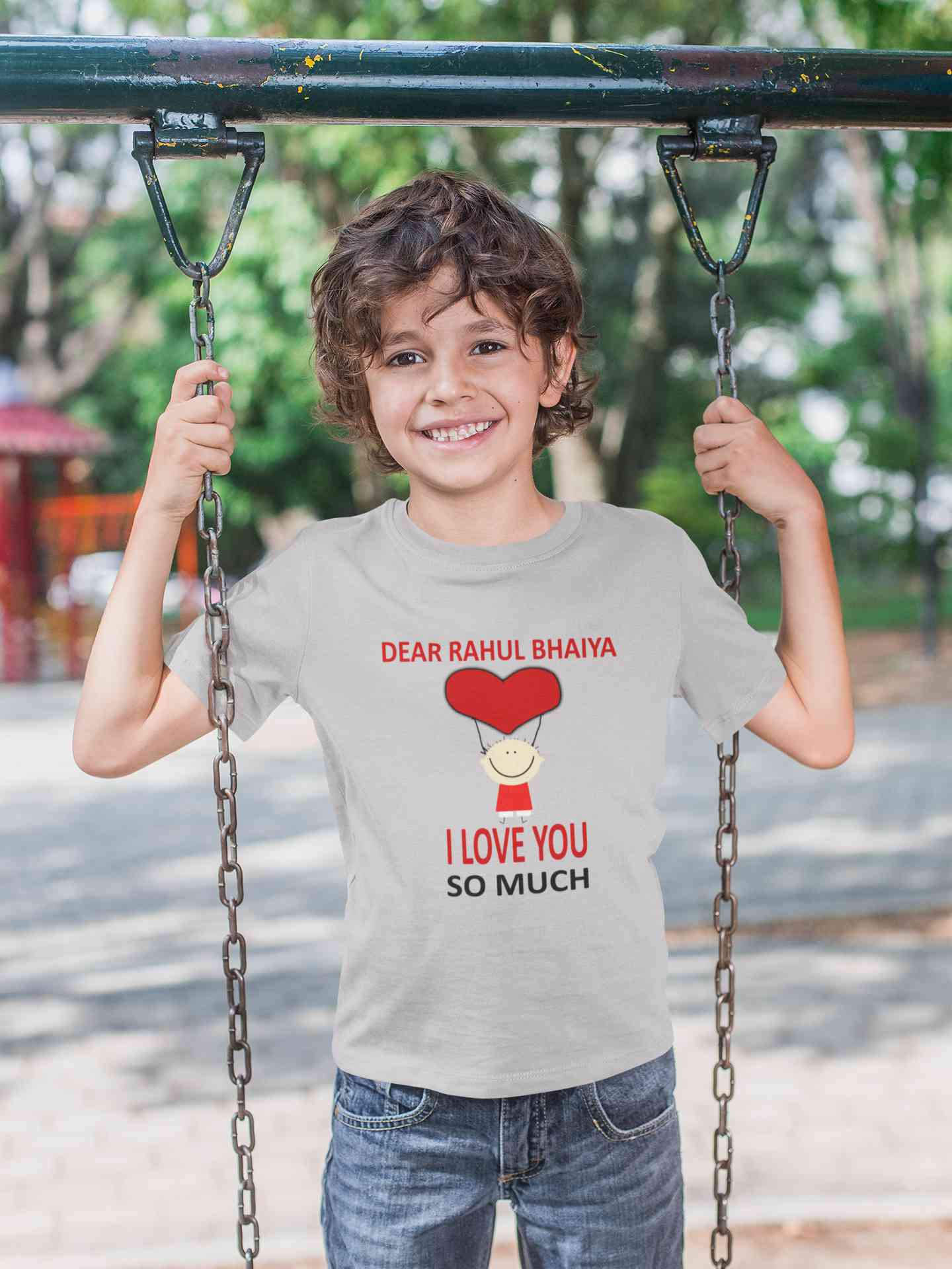Custom Name I love My Bhaiya So Much Half Sleeves T-Shirt for Boy-FunkyTeesClub