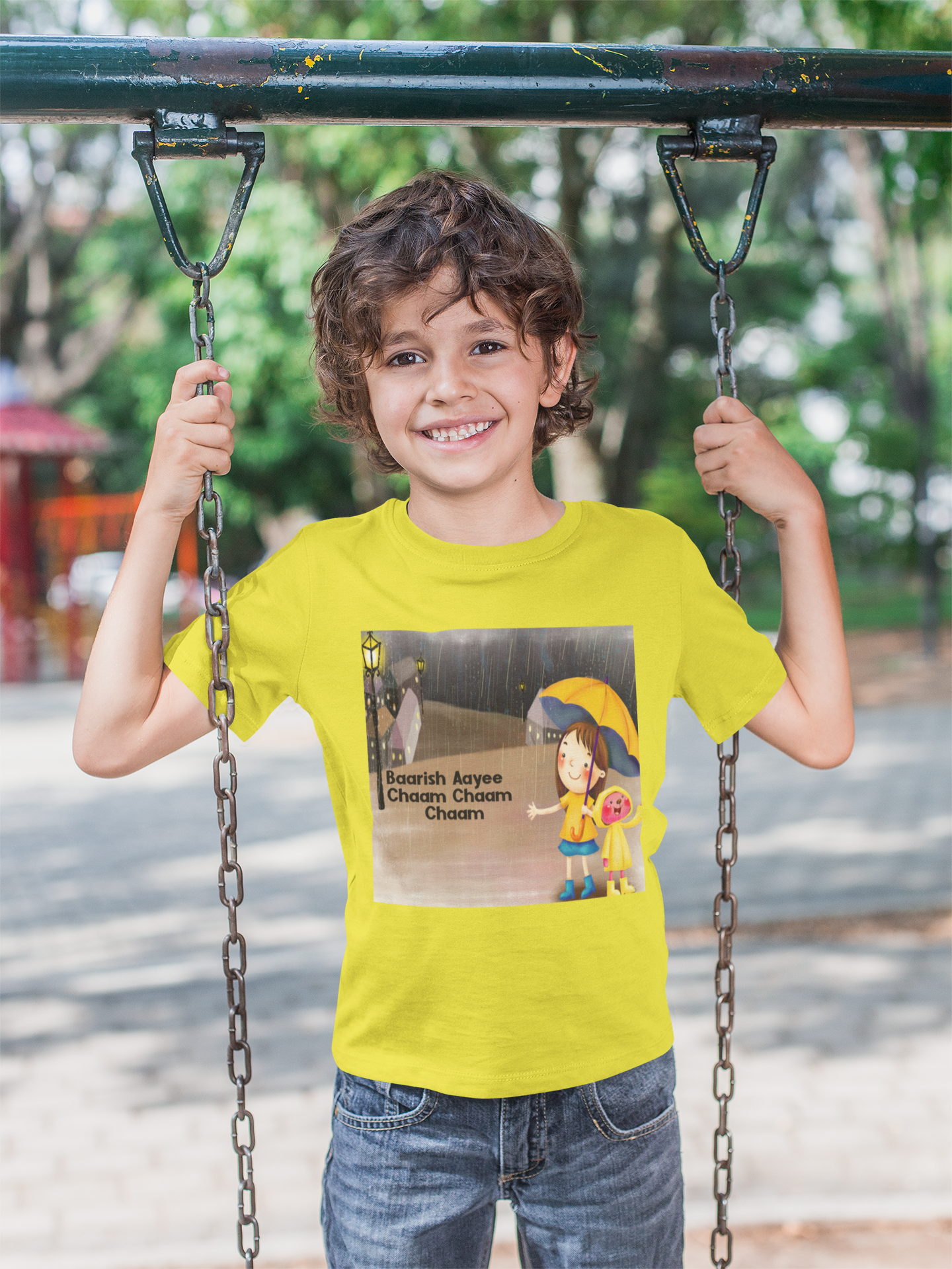 Barish Aayi Cham Cham Poem Half Sleeves T-Shirt for Boy-FunkyTeesClub