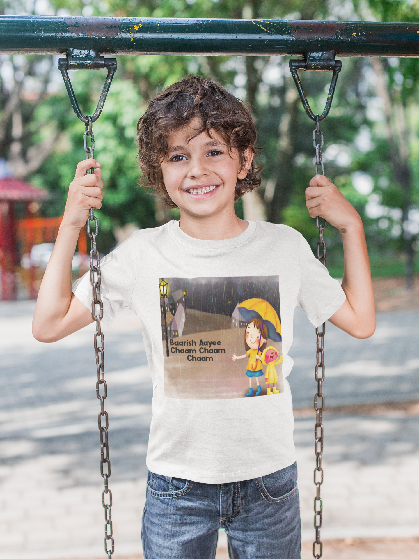 Barish Aayi Cham Cham Poem Half Sleeves T-Shirt for Boy-FunkyTeesClub