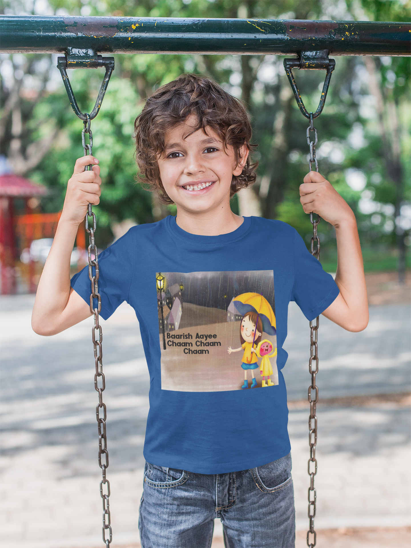Barish Aayi Cham Cham Poem Half Sleeves T-Shirt for Boy-FunkyTeesClub