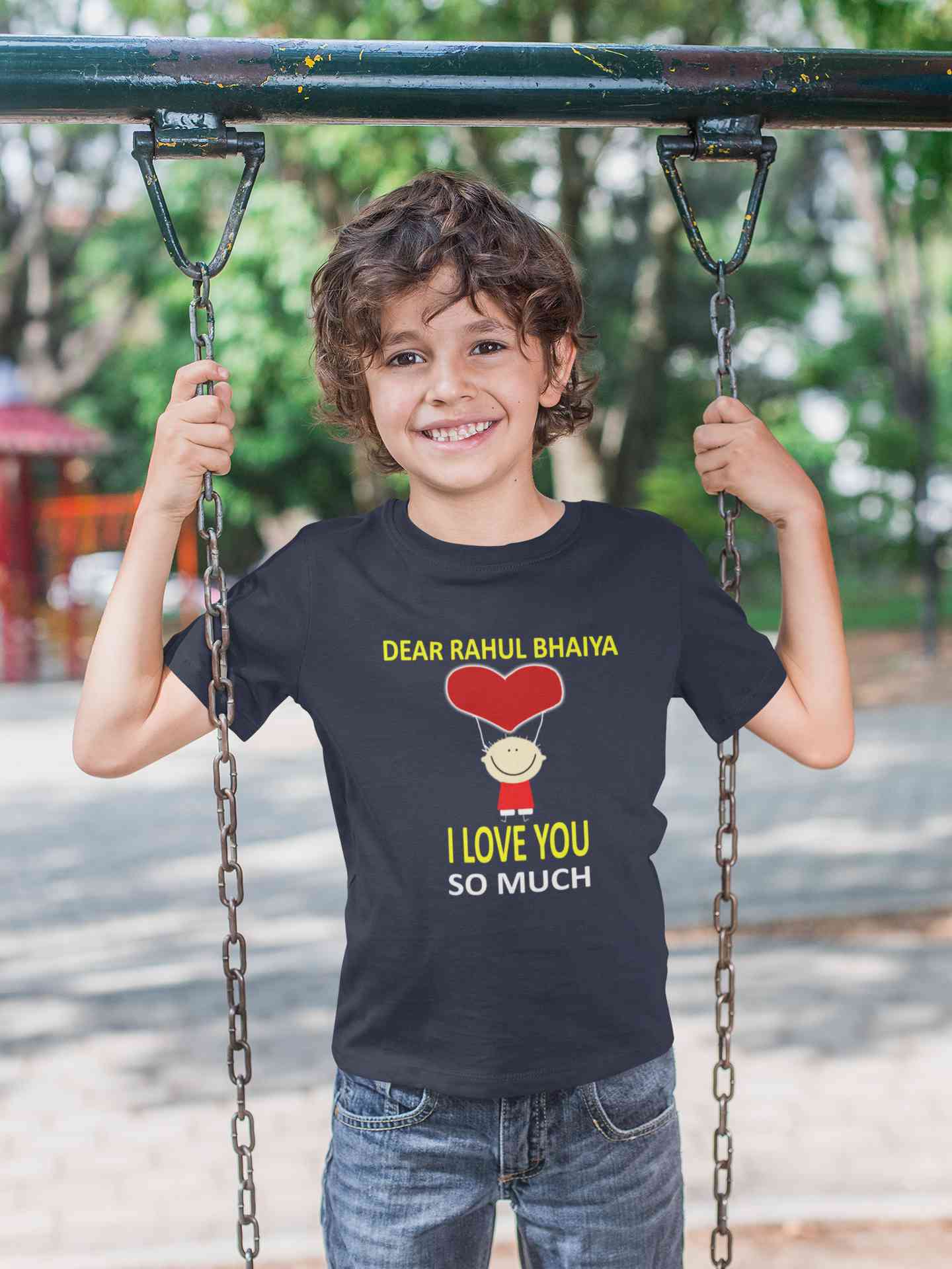 Custom Name I love My Bhaiya So Much Half Sleeves T-Shirt for Boy-FunkyTeesClub