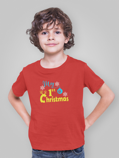 First Christmas Half Sleeves T-Shirt for Boy-FunkyTeesClub