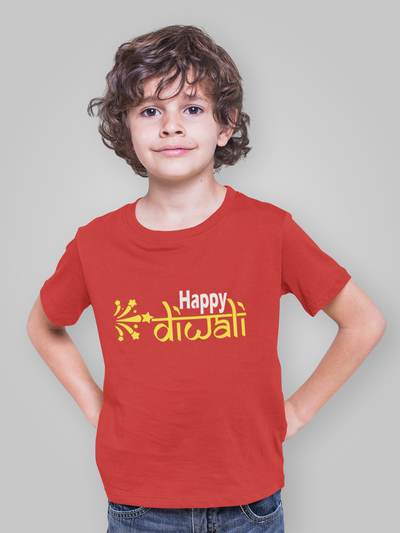 Happy Diwali Half Sleeves T-Shirt for Boy-FunkyTeesClub