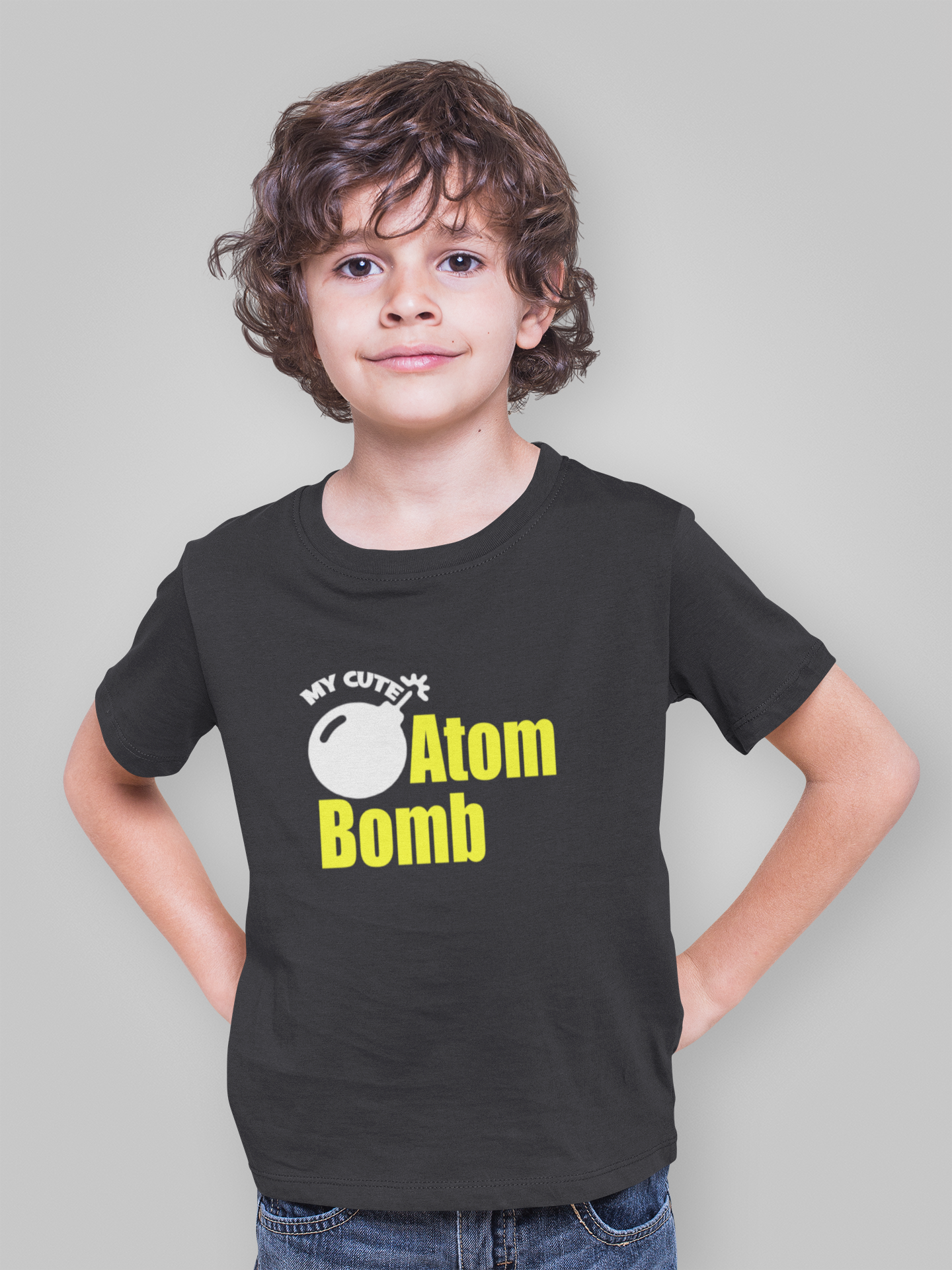 My Cute Atom Bomb Half Sleeves T-Shirt for Boy-FunkyTeesClub
