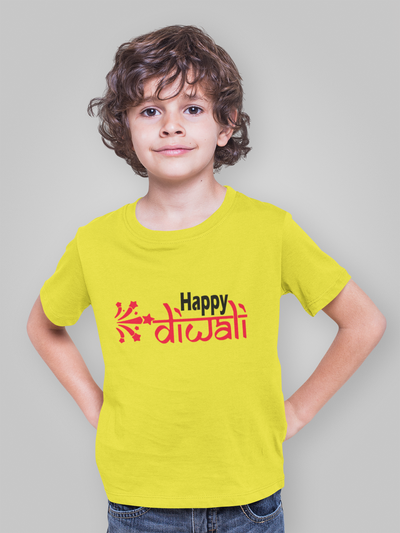Happy Diwali Half Sleeves T-Shirt for Boy-FunkyTeesClub