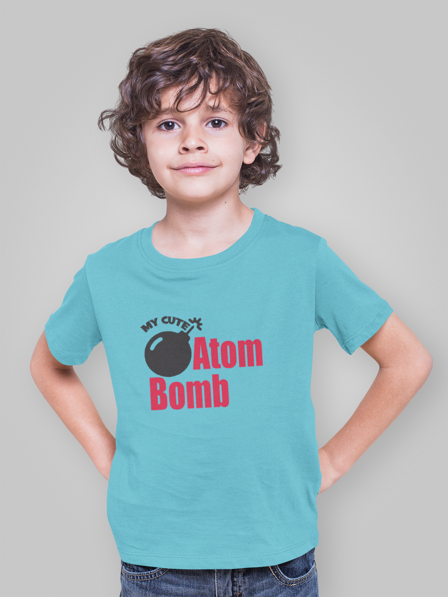 My Cute Atom Bomb Half Sleeves T-Shirt for Boy-FunkyTeesClub