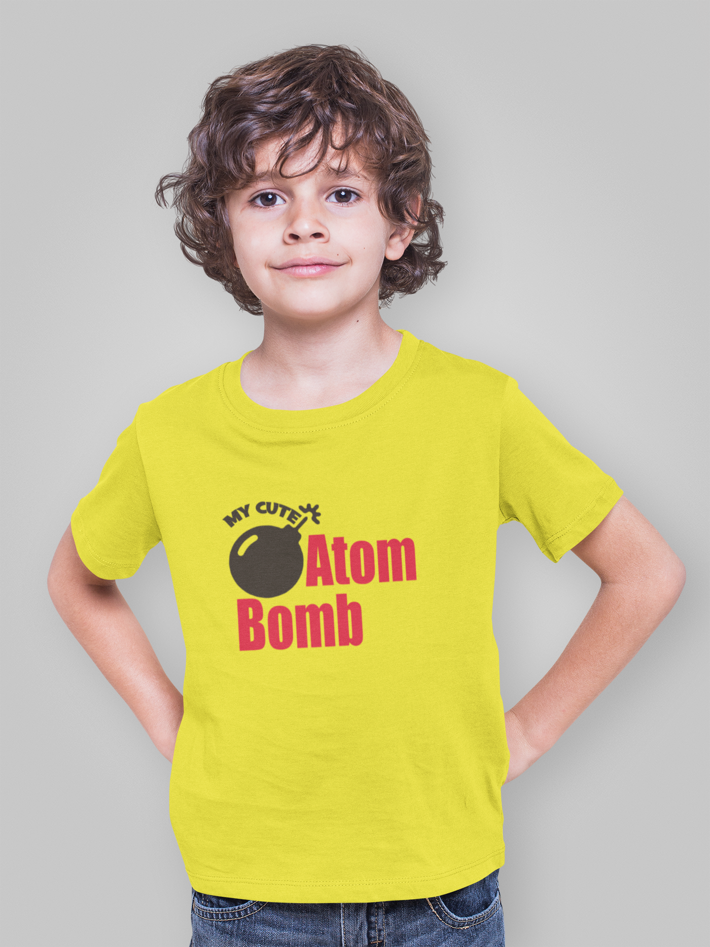 My Cute Atom Bomb Half Sleeves T-Shirt for Boy-FunkyTeesClub