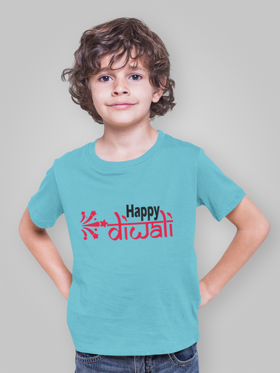 Happy Diwali Half Sleeves T-Shirt for Boy-FunkyTeesClub
