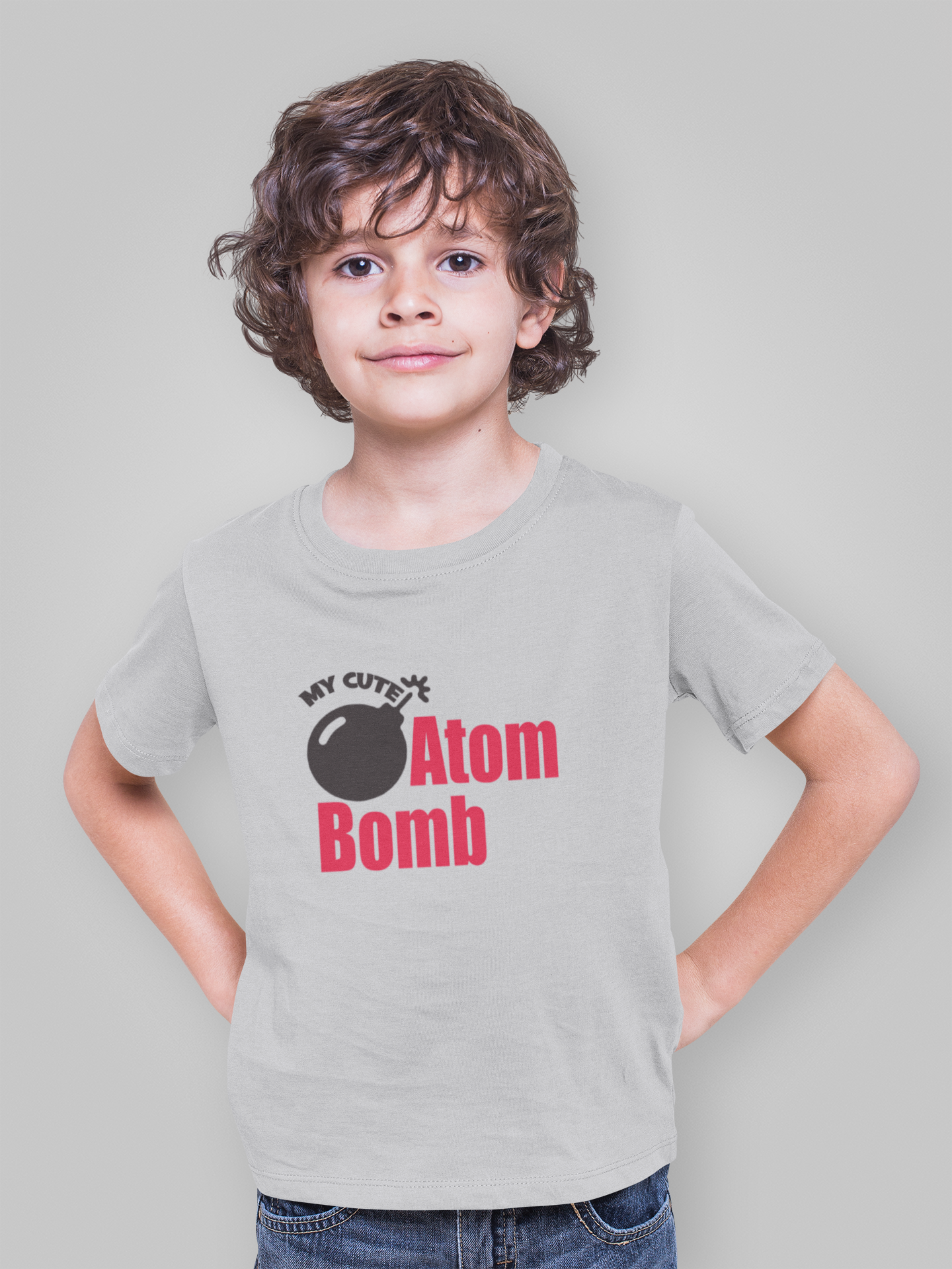 My Cute Atom Bomb Half Sleeves T-Shirt for Boy-FunkyTeesClub