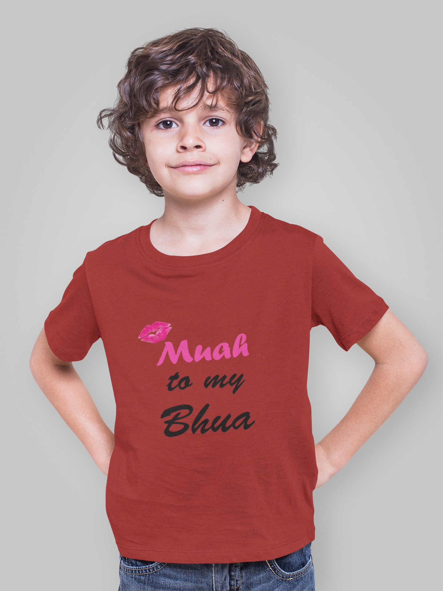 Muah To My Bhua Half Sleeves T-Shirt for Boy-FunkyTeesClub